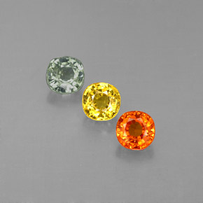 カラットの天然マルチカラーサファイア（4×4 mm・クッションカット）