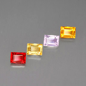 カラットの天然マルチカラーサファイア（4.2×3.1 mm・バゲット）