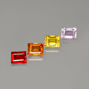 カラットの天然マルチカラーサファイア（4.1×3.1 mm・バゲット）