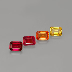 カラットの天然マルチカラーサファイア（4.2×3.1 mm・エメラルドカット）
