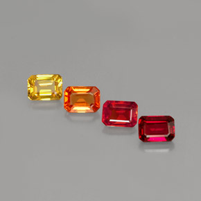カラットの天然マルチカラーサファイア（4.2×3.1 mm・エメラルドカット）