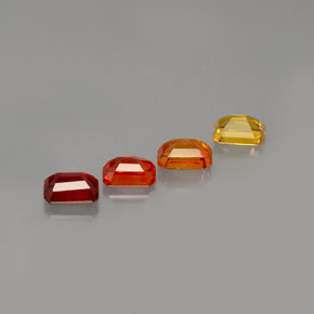 カラットの天然マルチカラーサファイア（4.2×3.1 mm・エメラルドカット）