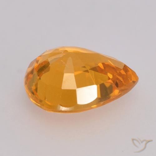 0.73カラットの天然Dark Orange サファイア、洋梨の形、VS