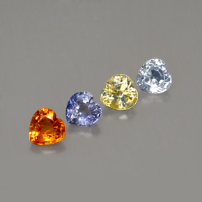 カラットの天然マルチカラーサファイア（3.8×3.8 mm・ハート型）