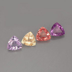 カラットの天然マルチカラーサファイア（5.1×5.1 mm・トリリアント）
