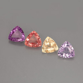 カラットの天然マルチカラーサファイア（5.1×5.1 mm・トリリアント）