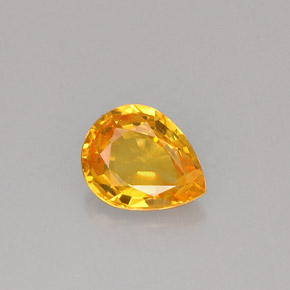 0.70カラットの天然イエローオレンジサファイア（6.2×5 mm・洋梨の形）
