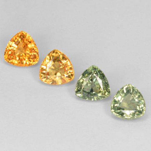 3.60カラットの天然マルチカラーサファイア（5.7×5.6 mm・トリリアント）