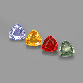 カラットの天然マルチカラーサファイア（5.7×5.6 mm・トリリアント）