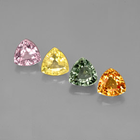 カラットの天然マルチカラーサファイア（5.2×5.2 mm・トリリアント）
