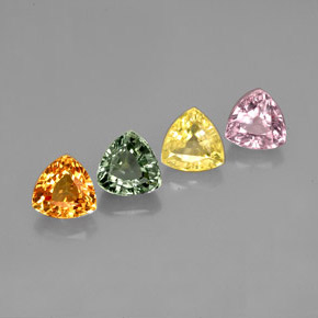 カラットの天然マルチカラーサファイア（5.2×5.2 mm・トリリアント）