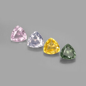 カラットの天然マルチカラーサファイア（5.7×5.7 mm・トリリアント）