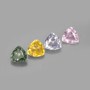 カラットの天然マルチカラーサファイア（5.7×5.7 mm・トリリアント）