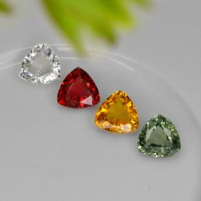 2.75カラットの天然マルチカラーサファイア（5.5×5.4 mm・トリリアント）