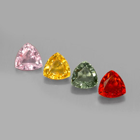 カラットの天然マルチカラーサファイア（5.8×5.7 mm・トリリアント）
