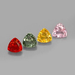 カラットの天然マルチカラーサファイア（5.8×5.7 mm・トリリアント）