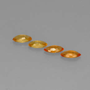 カラットの天然イエローオレンジサファイア（6.2×3.1 mm・マーキス）