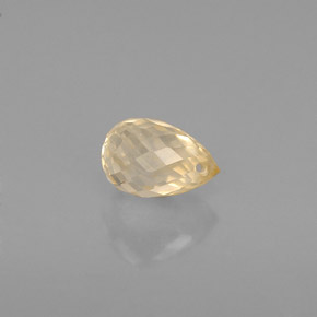 0.85カラットの天然イエローサファイア（5.7×4.1 mm・ブリオレット）
