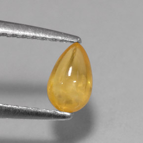 0.59カラットの天然ゴールデンイエローサファイア（6.1×3.9 mm・透明）