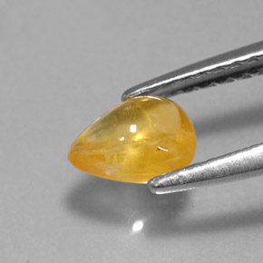 0.79カラットの天然ゴールデンイエローサファイア（6.3×5 mm・透明）