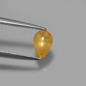 0.68カラットの天然ゴールデンイエローサファイア（6.6×4.6 mm・透明）