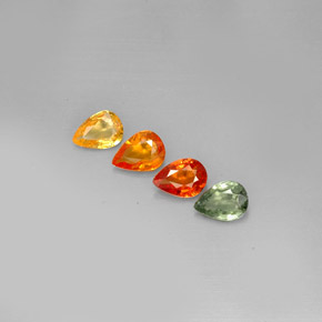 カラットの天然マルチカラーサファイア（6.8×4.8 mm・洋梨の形）