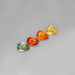 カラットの天然マルチカラーサファイア（6.8×4.8 mm・洋梨の形）