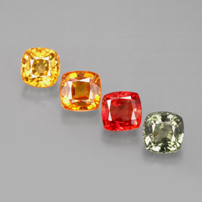 2.79カラットの天然マルチカラーサファイア（4.5×4.5 mm・クッションカット）