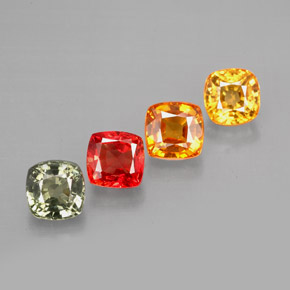 2.79カラットの天然マルチカラーサファイア（4.5×4.5 mm・クッションカット）