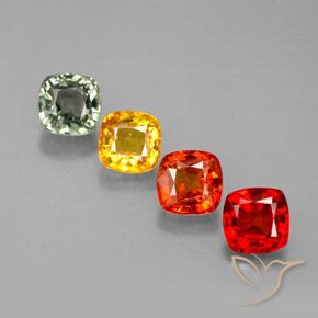2.67カラットの天然マルチカラーサファイア（4.7×4.6 mm・クッションカット）