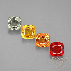 2.87カラットの天然マルチカラーサファイア（4.6×4.5 mm・クッションカット）