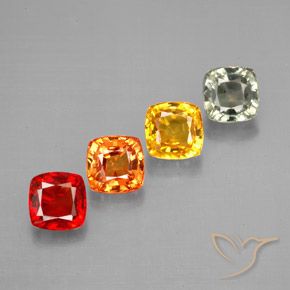 2.87カラットの天然マルチカラーサファイア（4.6×4.5 mm・クッションカット）