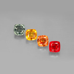 2.70カラットの天然マルチカラーサファイア（4.5×4.5 mm・クッションカット）