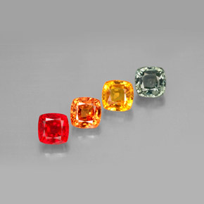 2.70カラットの天然マルチカラーサファイア（4.5×4.5 mm・クッションカット）