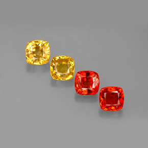 カラットの天然マルチカラーサファイア（4.5×4.4 mm・クッションカット）