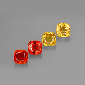 カラットの天然マルチカラーサファイア（4.5×4.4 mm・クッションカット）