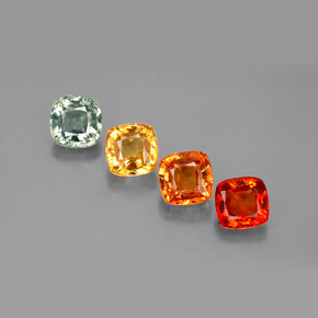 2.79カラットの天然マルチカラーサファイア（4.7×4.7 mm・クッションカット）