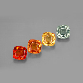 2.79カラットの天然マルチカラーサファイア（4.7×4.7 mm・クッションカット）