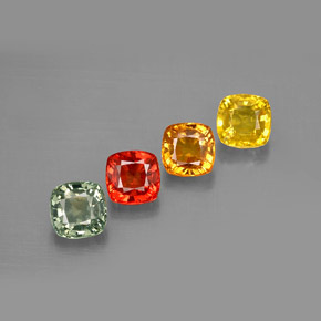 カラットの天然マルチカラーサファイア（4.7×4.7 mm・クッションカット）