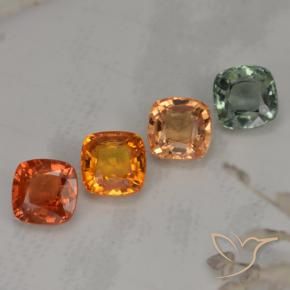 2.84カラットの天然マルチカラーサファイア（4.8×4.7 mm・クッションカット）