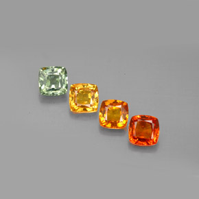 カラットの天然マルチカラーサファイア（4.7×4.6 mm・クッションカット）