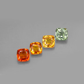 カラットの天然マルチカラーサファイア（4.7×4.6 mm・クッションカット）