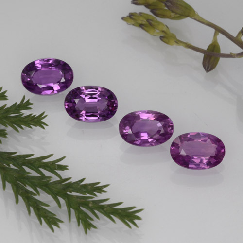 2.23カラットの天然Pinkish Grape サファイア（6×4.1 mm・オーバルカット）