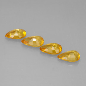 カラットの天然ゴールデンイエローサファイア（6×4 mm・洋梨の形）