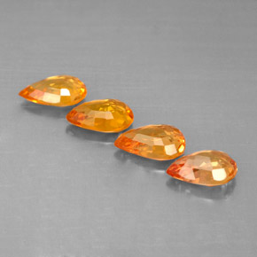 カラットの天然イエローオレンジサファイア（6.1×4 mm・洋梨の形）