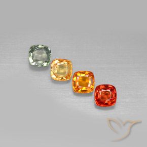 2.45カラットの天然マルチカラーサファイア（4.5×4.5 mm・クッションカット）