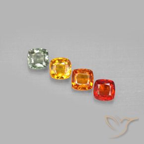 2.20カラットの天然マルチカラーサファイア（4.5×4.4 mm・クッションカット）