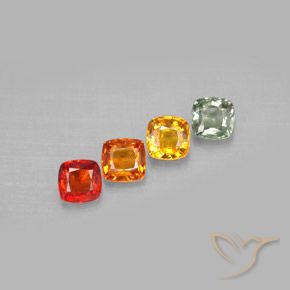 2.20カラットの天然マルチカラーサファイア（4.5×4.4 mm・クッションカット）