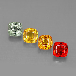 カラットの天然マルチカラーサファイア（4.2×4.2 mm・クッションカット）