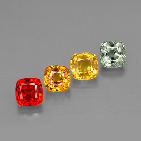 カラットの天然マルチカラーサファイア（4.2×4.2 mm・クッションカット）